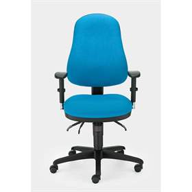 Bürodrehstuhl OFFIX, verstellbare Armlehnen, Bezugsmaterial Lucia - Blau