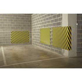 Bandă de protecție tip panou, autoadezivă, Lxlăț.xH: 1500 x 1000 x 10 mm, culoare galben-negru, livrabil în rolă (poate fi deformat), lungimea rolei 1,5 m