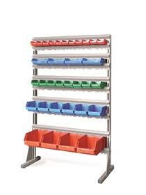 Regal mit Sichtlagerkästen TechBox, grau Konstruktion, B x H: 940x1540 mm, einseitig, Anzahl Kästen: 33 Stk.