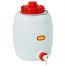 Kunststofftank, Inhalt 15 l, lebensmittelecht, mit Deckel und Kunststoff-Auslaufhahn