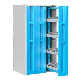 Dulap de atelier cu 3 sertare verticale extractibile, poliță (CNC), HxLxl: 1950x1044x790 mm, gri RAL7035/albastru RAL5012