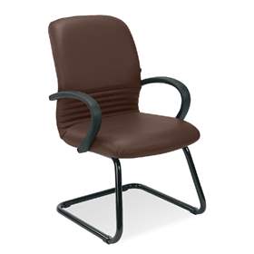 Besucher-Sessel MIRAGE, mit Armlehnen, Stahlrahmen pulverbeschichtet schwarz, Lederbezug - braun