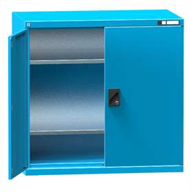 Dulap metalic de atelier cu uși batante, HxLxl: 1000x1044x625 mm, 2 x polițe 100 kg, albastru RAL5012