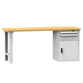 Banc de atelier KOMBI, lxLxH: 1500x700x880, 1 modul dulap atașabil sub banc, 2 sertare, gri RAL7035