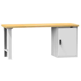 Banc de atelier KOMBI, lxLxH: 1500x700x880, 1 modul dulap atașabil sub banc, gri RAL7035