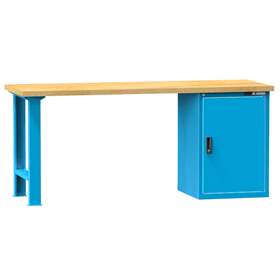 Werkbank KOMBI, BxTxH: 1500x700x880, 1 Unterstellschrank, Farbe Blau RAL5012
