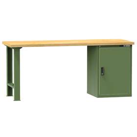 Banc de atelier KOMBI, lxLxH: 1500x700x880, 1 modul dulap atașabil sub banc, verde RAL6011