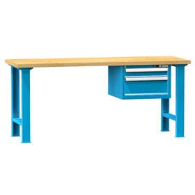 Werkbank KOMBI, BxTxH: 1500x700x880, 2 Schubladen, Farbe Blau RAL5012