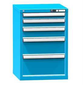 Zásuvková dílenská skříňka KOMBI, 5 x zásuvka, v x š x h: 840 x 578 x 630 mm, barva modrá RAL5012