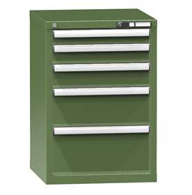 Zásuvková dílenská skříňka KOMBI, 5 x zásuvka, v x š x h: 840 x 578 x 630 mm, barva zelená RAL6011