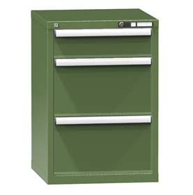 Dílenská skříňka KOMBI, v x š x h: 840 x 578 x 630 mm, 3 x zásuvka, barva zelená RAL6011