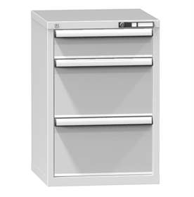 Dílenská skříňka KOMBI, v x š x h: 840 x 578 x 630 mm, 3 x zásuvka, barva šedá RAL7035