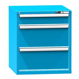 Dílenská skříňka KOMBI, v x š x h: 840 x 731 x 780 mm, 3 x zásuvka, barva modrá RAL5012
