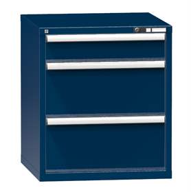 Dílenská skříňka KOMBI, v x š x h: 840 x 731 x 780 mm, 3 x zásuvka, barva tmavě modrá RAL5010