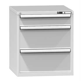 Dílenská skříňka KOMBI, v x š x h: 840 x 731 x 780 mm, 3 x zásuvka, barva šedá RAL7035