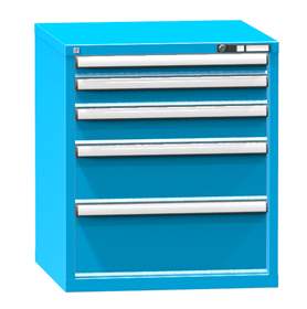 Zásuvková dílenská skříňka, 5 x zásuvka, v x š x h: 840 x 731 x 780 mm, barva modrá RAL5012