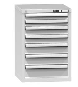 Werk-Schubladenschrank, HxBxT: 840 x 578 x 630 mm, 7 x Schubladen, grau RAL7035