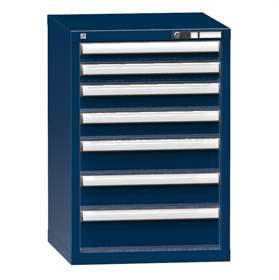 Werk-Schubladenschrank, HxBxT: 840 x 578 x 630 mm, 7 x Schubladen, dunkelblau RAL5010