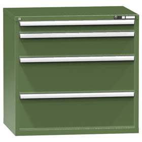 Schubladenschrank für Werkstatt, HxBxT: 990 x 1037 x 780 mm, 4 x Schubladen, Farbe grün RAL6011