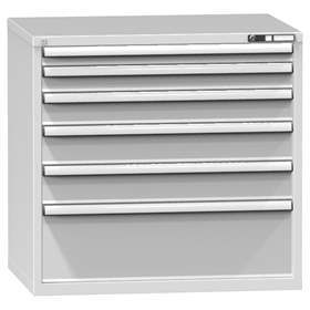 Schubladenschrank für Werkstatt, HxBxT: 990 x 1037 x 780 mm, 6 x Schubladen, Farbe grau RAL7035