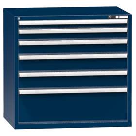 Schubladenschrank für Werkstatt, HxBxT: 990 x 1037 x 780 mm, 6 x Schubladen, Farbe dunkelblau RAL5010