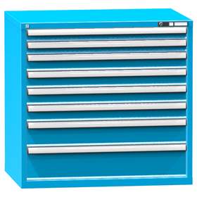 Zásuvková dílenská skříňka, 8 x zásuvka, v x š x h: 990 x 1037 x 780 mm, barva modrá RAL5012