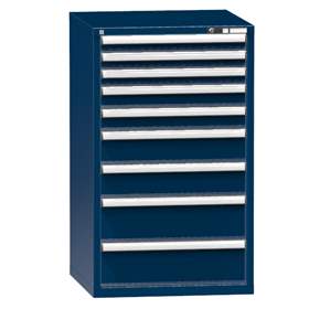 Werkzeugschrank mit Schubladen, 9 x Schublade, H x B x T: 1215 x 731 x 780 mm, Farbe dunkelblau RAL5010