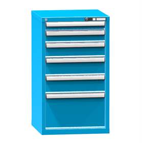 Zásuvková dílenská skříňka, 6 x zásuvka, v x š x h: 990 x 578 x 630 mm, barva modrá RAL5012