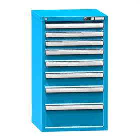 Zásuvková dílenská skříňka, 8 x zásuvka, v x š x h: 990 x 578 x 630 mm, barva modrá RAL5012