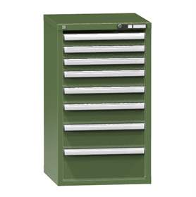 Zásuvková dílenská skříňka, 8 x zásuvka, v x š x h: 990 x 578 x 630 mm, barva zelená RAL6011