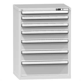 Schubladenschrank für Werkstatt, HxBxT: 990 x 731 x 630 mm, 7 x Schubladen, Farbe grau RAL7035