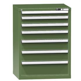 Schubladenschrank für Werkstatt, HxBxT: 990 x 731 x 630 mm, 7 x Schubladen, Farbe grün RAL6011