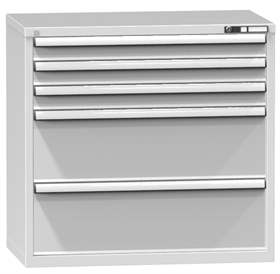 Schubladenschrank für Werkstatt, HxBxT: 990 x 1037 x 630 mm, 5 x Schubladen, Farbe grau RAL7035