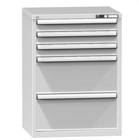 Zásuvková dílenská skříňka, v x š x h: 990 x 731 x 630 mm, 5 x zásuvka, barva šedá RAL7035