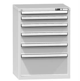 Schubladenschrank für Werkstatt, HxBxT: 990 x 731 x 630 mm, 6 x Schubladen, Farbe grau RAL7035
