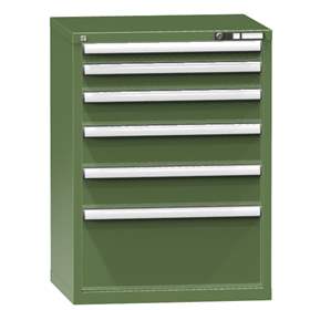 Schubladenschrank für Werkstatt, HxBxT: 990 x 731 x 630 mm, 6 x Schubladen, Farbe grün RAL6011