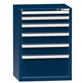 Schubladenschrank für Werkstatt, HxBxT: 990 x 731 x 630 mm, 6 x Schubladen, Farbe dunkelblau RAL5010