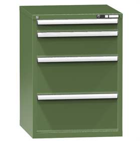 Zásuvková dielenská skriňa, v x š x h: 990 x731 x 780 mm, 4 x zásuvka, farba zelená RAL6011