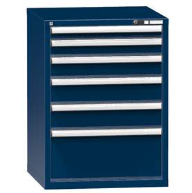 Zásuvková dílenská skříňka, v x š x h: 990 x 731 x 780 mm, 6 x zásuvka, barva tmavě modrá RAL5010