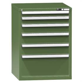 Zásuvková dílenská skříňka, v x š x h: 990 x 731 x 780 mm, 6 x zásuvka, barva zelená RAL6011