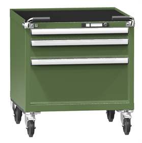 Mobiler Schubladenschrank, HxBxT: 763 x 731 x 780 mm, 3 Schubladen, Farbe grün RAL6011