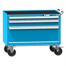Cărucior tip dulap atelier mobil cu sertare pentru scule, HxLxl: 808 x 1037 x 780 mm, 3 sertare, albastru RAL5012