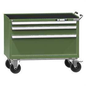 Mobiler Schubladenschrank, HxBxT: 808 x 1037 x 780 mm, 3 Schubladen, Farbe grün RAL6011