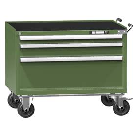 Mobiler Schubladenschrank, HxBxT: 808 x 1037 x 780 mm, 3 Schubladen, Farbe grün RAL6011