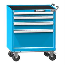 Mobiler Schubladenschrank, HxBxT: 863 x 731 x 780 mm, 4 Schubladen, Farbe blau RAL5012