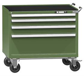 Mobiler Schubladenschrank, HxBxT: 908 x 1037 x 780 mm, 4 Schubladen, Farbe grün RAL6011