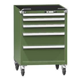 Mobiler Schubladenschrank, HxBxT: 1013 x 731 x 780 mm, 5 Schubladen, Farbe grün RAL6011