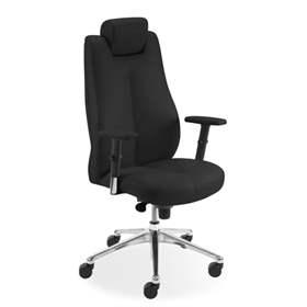 Profi-Drehsessel SONATA, mit Armlehnen und Kopfstütze, Lederbezug - schwarz