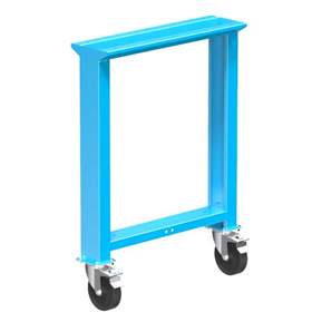 Werkbankfuß mit 2 Lenkräder 125 mm mit Feststeller, Höhe 840 mm, blau RAL5012