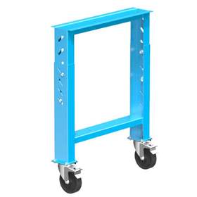 Werkbankfuß mit 2 Lenkräder 125 mm mit Feststeller, Höhe verstalbar 660-1025 mm, blau RAL5012
